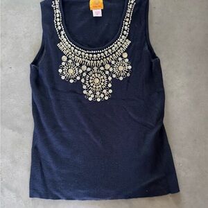 Ruby Rd. Navy Embellished Tank Top
